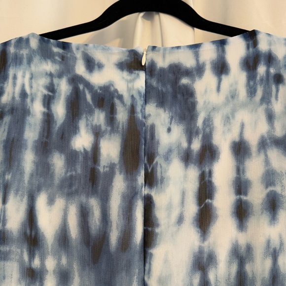 Lauren Ralph Lauren Blue Tie-Dye Georgette Ruffle Dress Bell Sleeve Women’s 8 - Picture 5 of 9